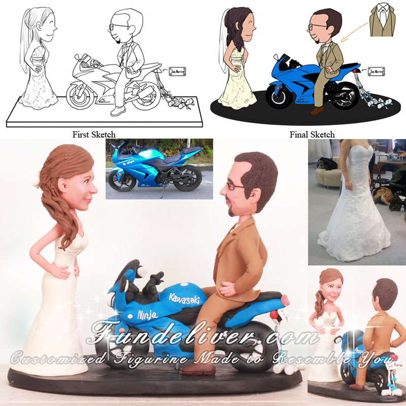Motorcycle Wedding Cake Toppers